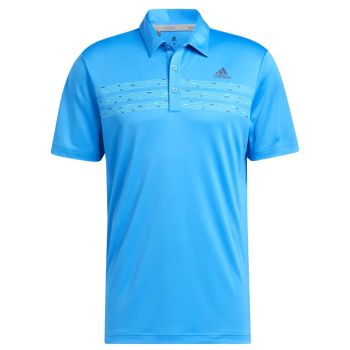 Adidas Men's Chest Print Polo Golf Shirt - Blue Rush