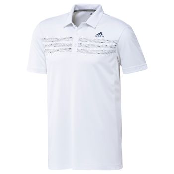 Adidas Men's Chest Print Polo Golf Shirt - White