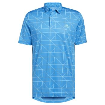 Adidas Men's Jacquard Polo Golf Shirt - Blue Rush/Semi Mint Rush