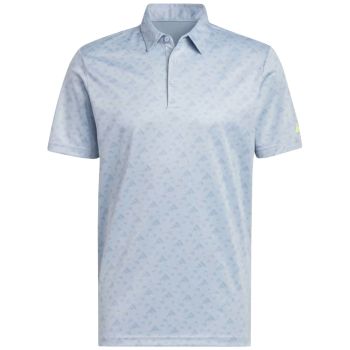 Adidas Men's Core Allover Print Golf Polo - Wonder Blue/Ambient Sky