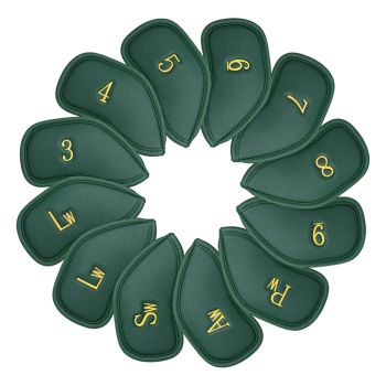 Craftsman Golf 12PCS Iron Headcover (3-9,AW,SW,PW,LW,LW) - Green/Gold
