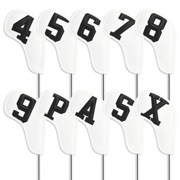 Craftsman Golf 10PCS PU Black Number Magnet Iron Headcover (4-9,P,A,S,X) - White