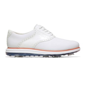 Cole Haan Men's OriginalGrand Saddle X United Arrows Golf Shoes - Optic White/White Croc Print-Tan