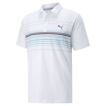 Puma Men's Mattr Canyon Golf Polo Shirt - Bright White/Purple Charcoal