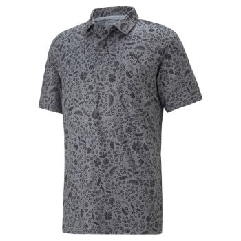 Puma Men's Cloudspun Petal Golf Polo Shirt - Quiet Shade/Puma Black