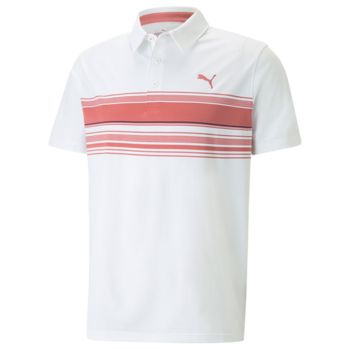 Puma Men's Mattr Grind Golf Polo Shirt - Bright White/Heartfelt