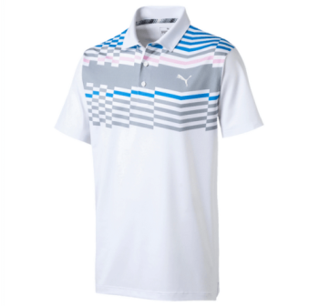 Puma Men's Shifted Polo Golf Shirt - Bright White - Pale Pink