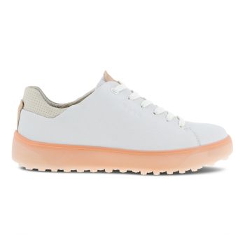 Ecco Women's Tray Laced Golf Shoe - Bright White/Peach Nectar