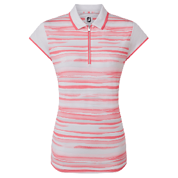 Footjoy Women's CAP Sleeve Colour Block Lisle Golf Shirt - Coral 