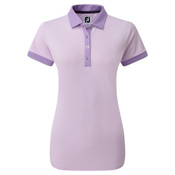 Footjoy Women's Pique Colour Block Golf Polo - Purple Cloud
