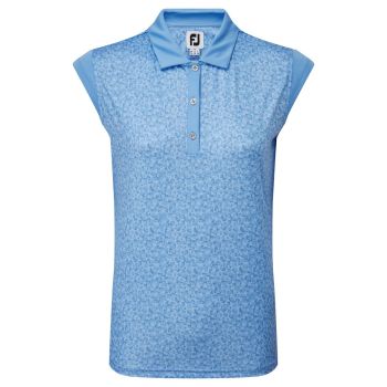Footjoy Women's Cap Sleeve Print Interlock Shirt- Blue Jay