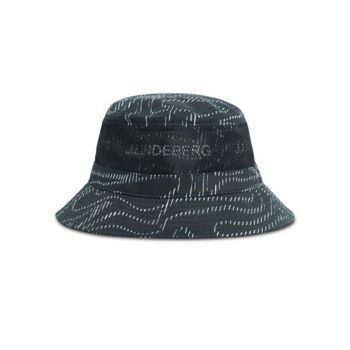 J.Lindeberg Men's Spiral Camou Print Golf Bucket Hat - Black Spiral Camou - SS22