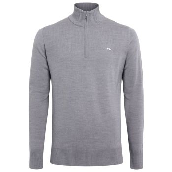 J.Lindeberg Men's Kian Zipped Golf Sweater - Grey Melange - FW22