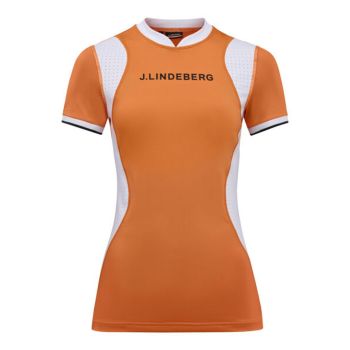 J.Lindeberg Women's Kenzie Golf Top - Tiger Orange - FW21