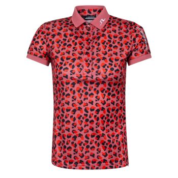 J.Lindeberg Women's Tour Tech Print Golf Polo - Faded Rose Animal- SS22 (Online Exclusive)