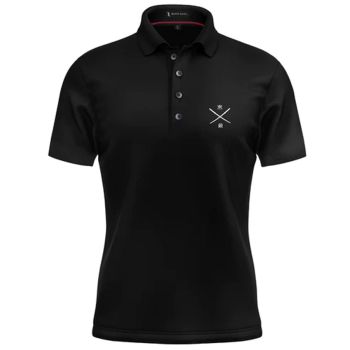 Miura Men's Black Ouail Wharton Samurai Logo Golf Polo - Black