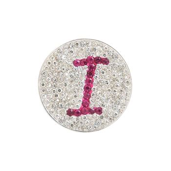 Navika  Pink Initial Micro Pave Crystal Ball Marker + Clip  I