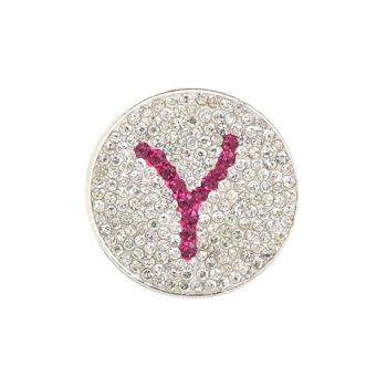 Navika  Pink Initial Micro Pave Crystal Ball Marker + Clip  Y
