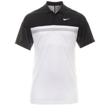 Nike Dri-Fit Victory Colour Block Golf Shirt - Black/White/LT Smoke Grey/White