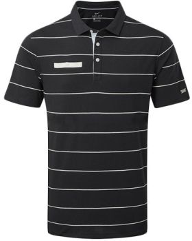 Nike Dri-FIT Player Striped Golf Polo - Black/Sail/White/Brushed Silver