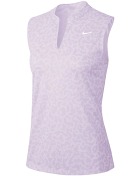 Nike Women's Dri-Fit Victory Sleveeless Printed Golf Polo - Barely Grape/White
