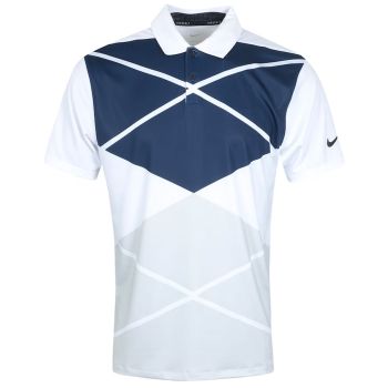 Nike Men's Dri-Fit Vapor Argyle Print Golf Polo - White/Black