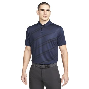 Nike Men's Dri-Fit Vapor Stripe Printed Golf Polo - Obsidian/Black