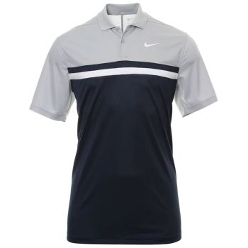 Nike Men's Dri-FIT Victory Colour Block Golf Polo - Light Smoke Grey/Obsidian/White/White