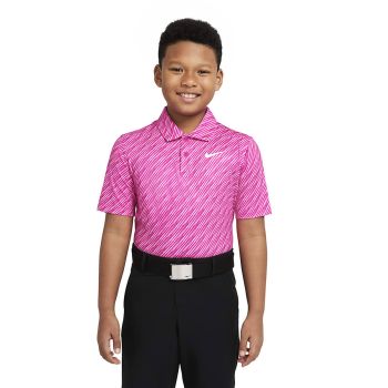 Nike Junior's Dri-FIT Vctory Printed Golf Polo - Active Pink/White