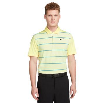 Nike Men's Tiger Woods Dri-FIT Stripe Golf Polo - Citron Tint/White/Baltic Blue/Black