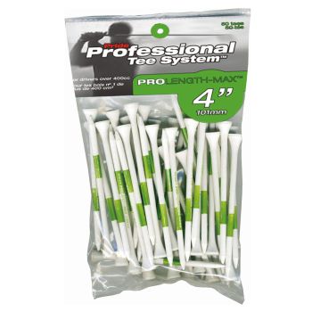 Pride Sports Professional Tee System (Pts) 4" 101mm Pro Length Max White/Green Tees - 50 Pcs