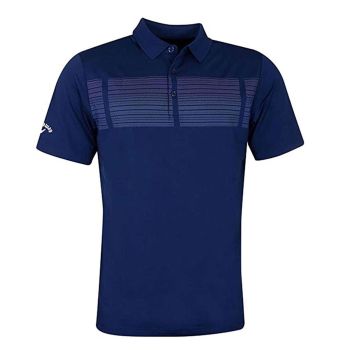 Callaway Men's SS Color Birdseye Print Golf Polo Shirt - Blue Azul