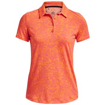 Under Armour Women's UA Playoff Printed Short Sleeve Golf Polo - Pink Shock/Orange Blast