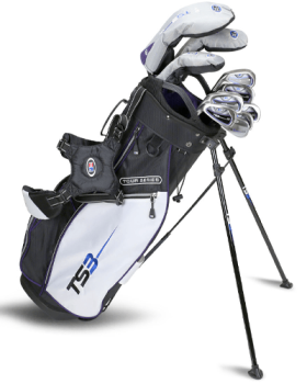US Kids Golf TS3-54 10 Club V10 Combo Stand Bag Set Left Hand - Black/White/Purple