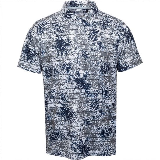 Cobra Puma Men's Cloudspun Tropic Polo Shirt - Quiet Shade/Navy Blazer