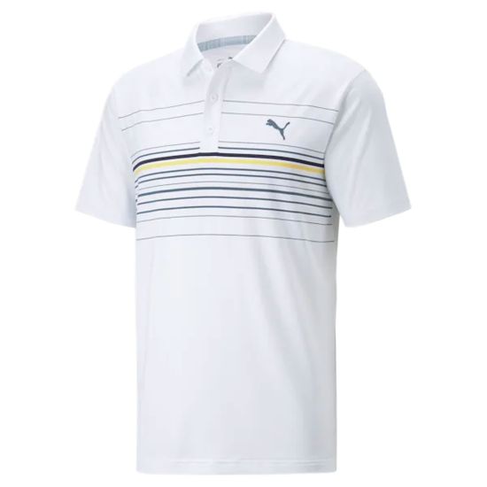 Puma Men's Mattr Canyon Golf Polo Shirt - Bright White-Mustard Seed