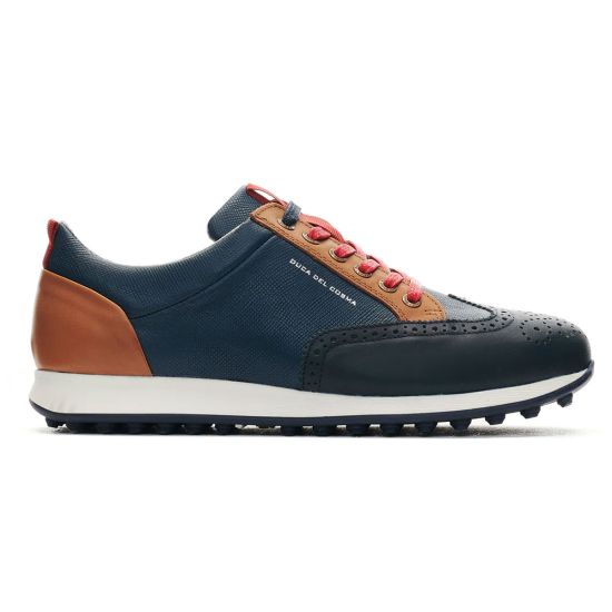 Duca Del Cosma Men's Camelot Golf Shoes - Navy/Cognac/Red