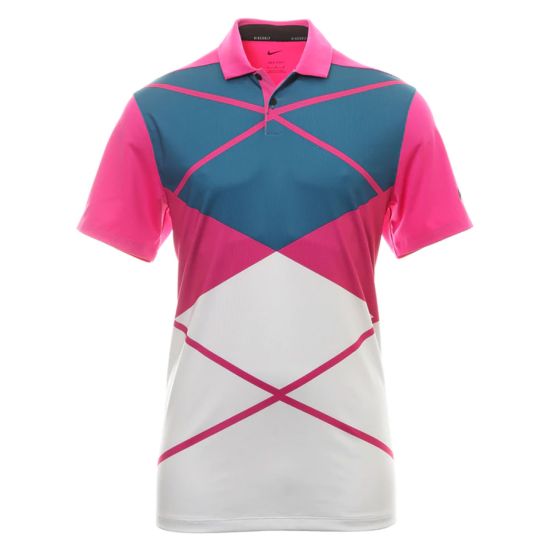 Nike Men's Dry Vapor Argyle Print Golf Polo - Active Pink