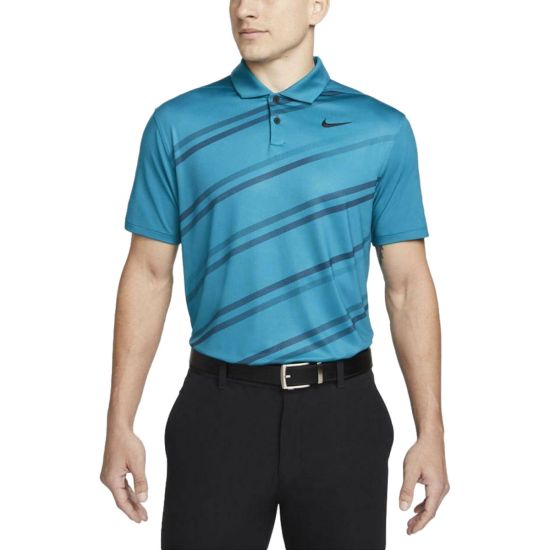 Nike Men's Dri-Fit Vapor Stripe Printed Golf Polo - Bright Spruce/Black