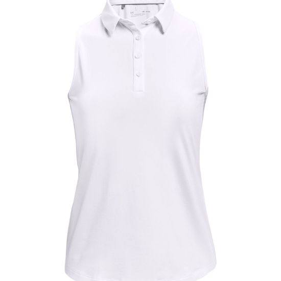 Under Armour Women's UA Zinger Sleeveless Golf Polo - White/Metallic Silver
