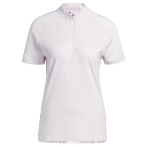 Adidas Women's Quarter-Zip Mock Neck Polo Shirt - Almost Pink