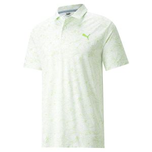 Puma Men's Mattr Gust O'Wind Golf Polo Shirt - Bright White/Greenery