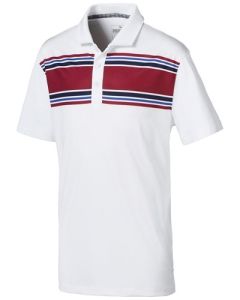 Puma Juniors Montauk Golf Polo - Bright White / Rhubarb