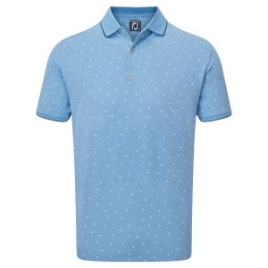 Footjoy Men's Push Play Print Pique Golf Shirt - Blue/White
