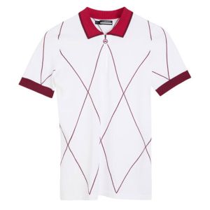 J.Lindeberg X Robbie Williams Women's Electra Argyle Knit Golf Polo - White