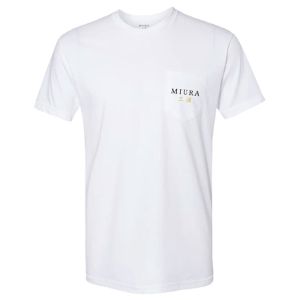 Miura Men's Lock Up Pocket Tee Golf Shirt - White Black/Gold Logo