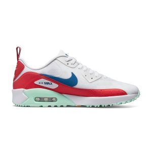 Nike Air Max 90 G Golf Shoes - Summit White/Dark Marina Blue-Red Clay-Mint - Available at Al Quoz Store Only