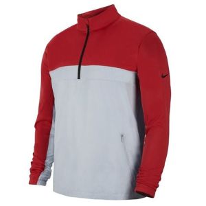 Nike Shield Victory 1/2 Zip Golf Pullover - Sierra Red/Sky Grey/Black