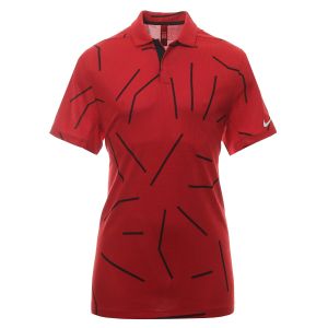 Nike Men's Tiger Woods Dry Course Jacquard Golf Polo - Red/Black