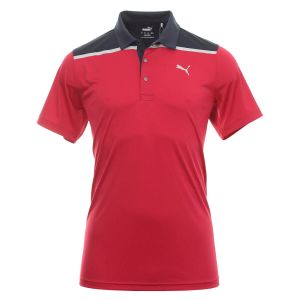 Puma Men's Golf Rotation Bonded Colorblock Golf Polo - Persian Red